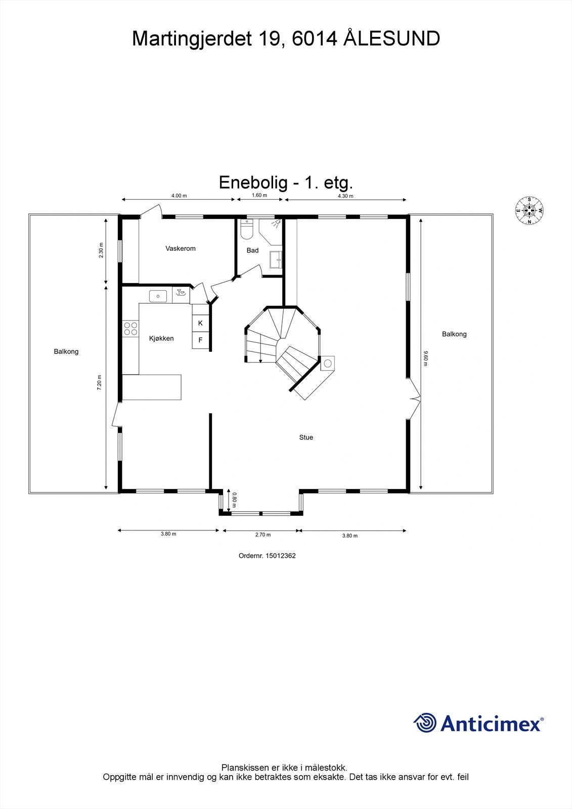 Målsatt plantegning 2. etasje Galleribilde