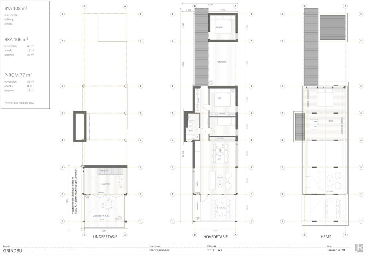 Planteikningsskisse av hyttemodellen Galleribilde