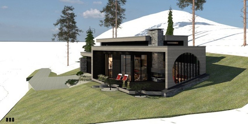 Det medfølger tegninger på hytte som har fått rammetillatelse. Galleribilde