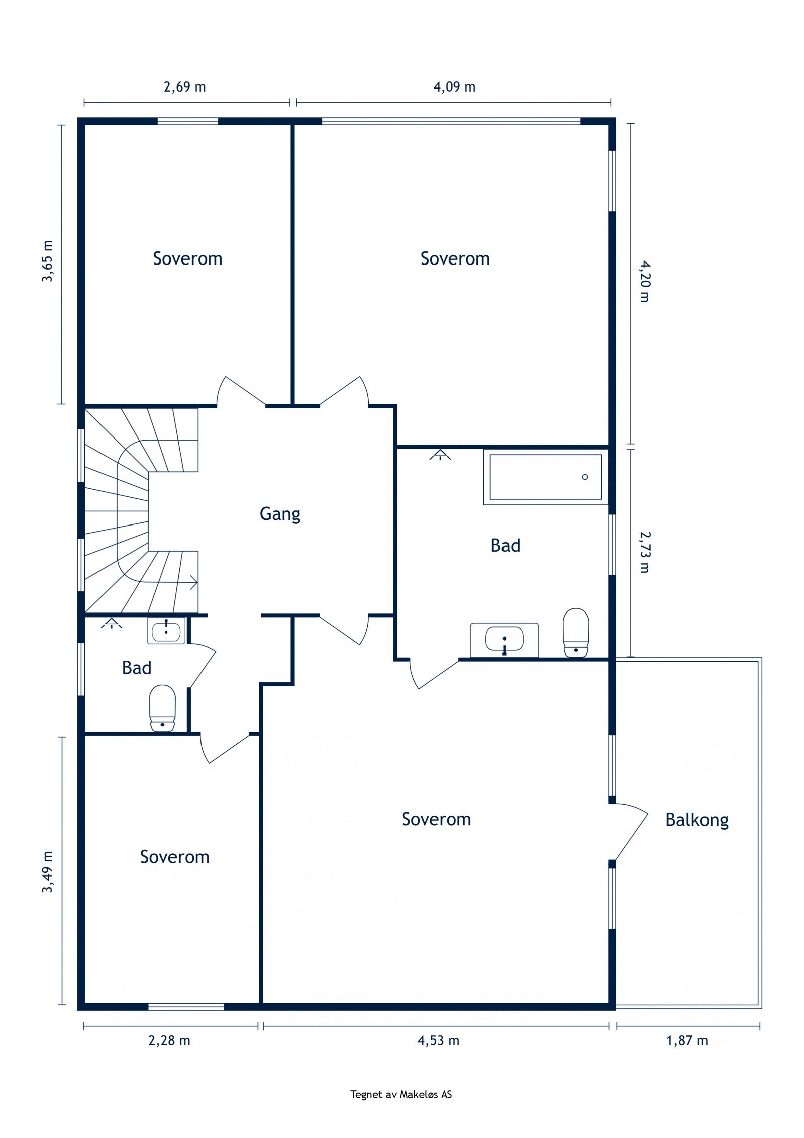 Skissert plantegning 3. etasje. Galleribilde