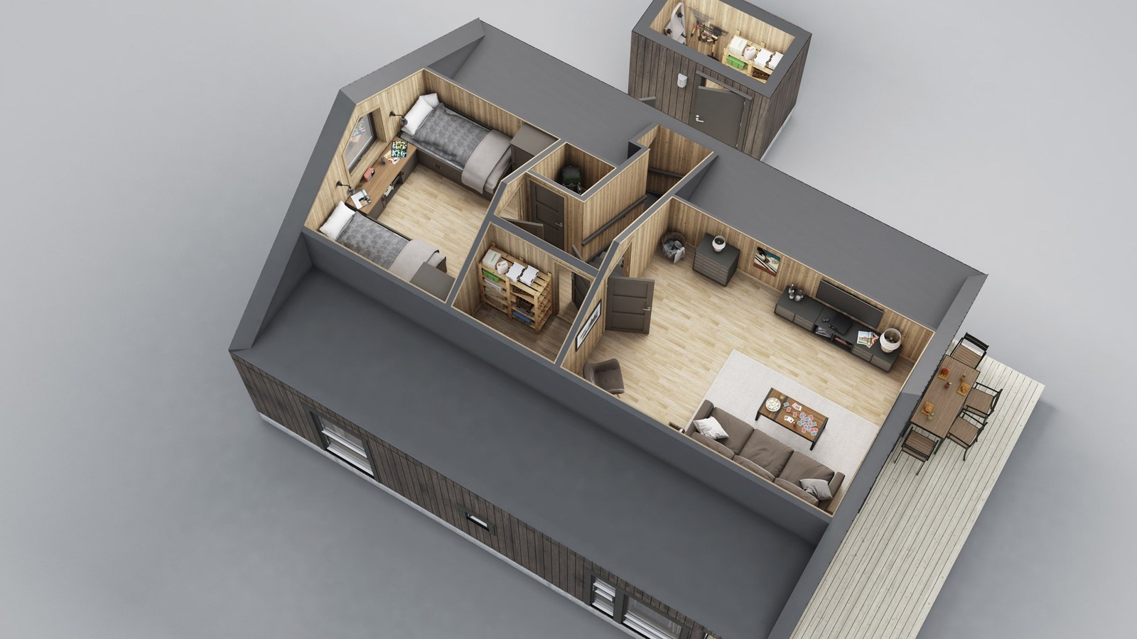 3D bilde av hytta Galleribilde