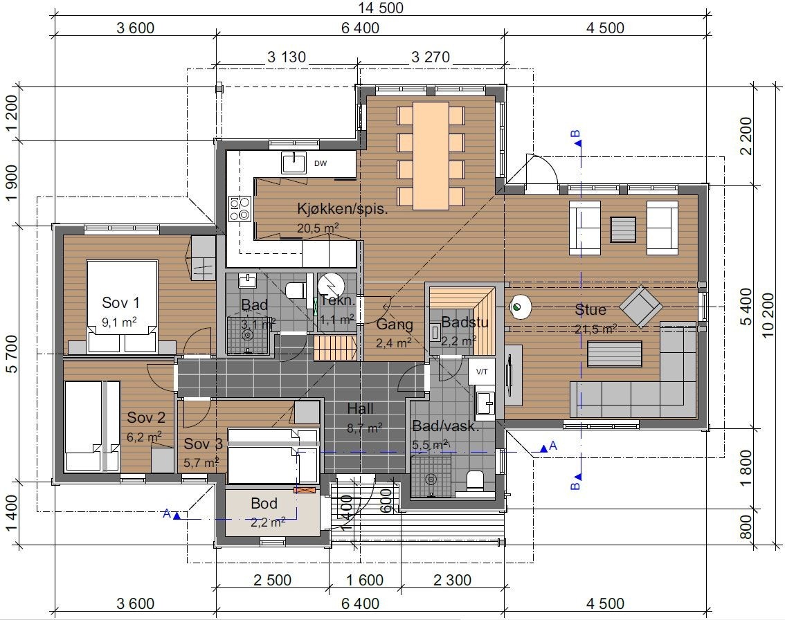 Hovedplan som kan tilpasses dine ønsker (kostnadsfri tegnetilpasning) Galleribilde