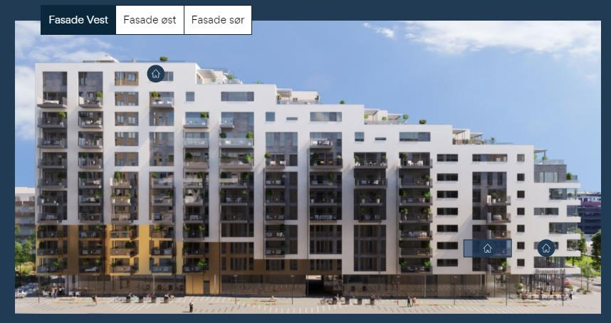 Middelthunet fasade vest. Leiligheten til høyre i 3 etg Galleribilde