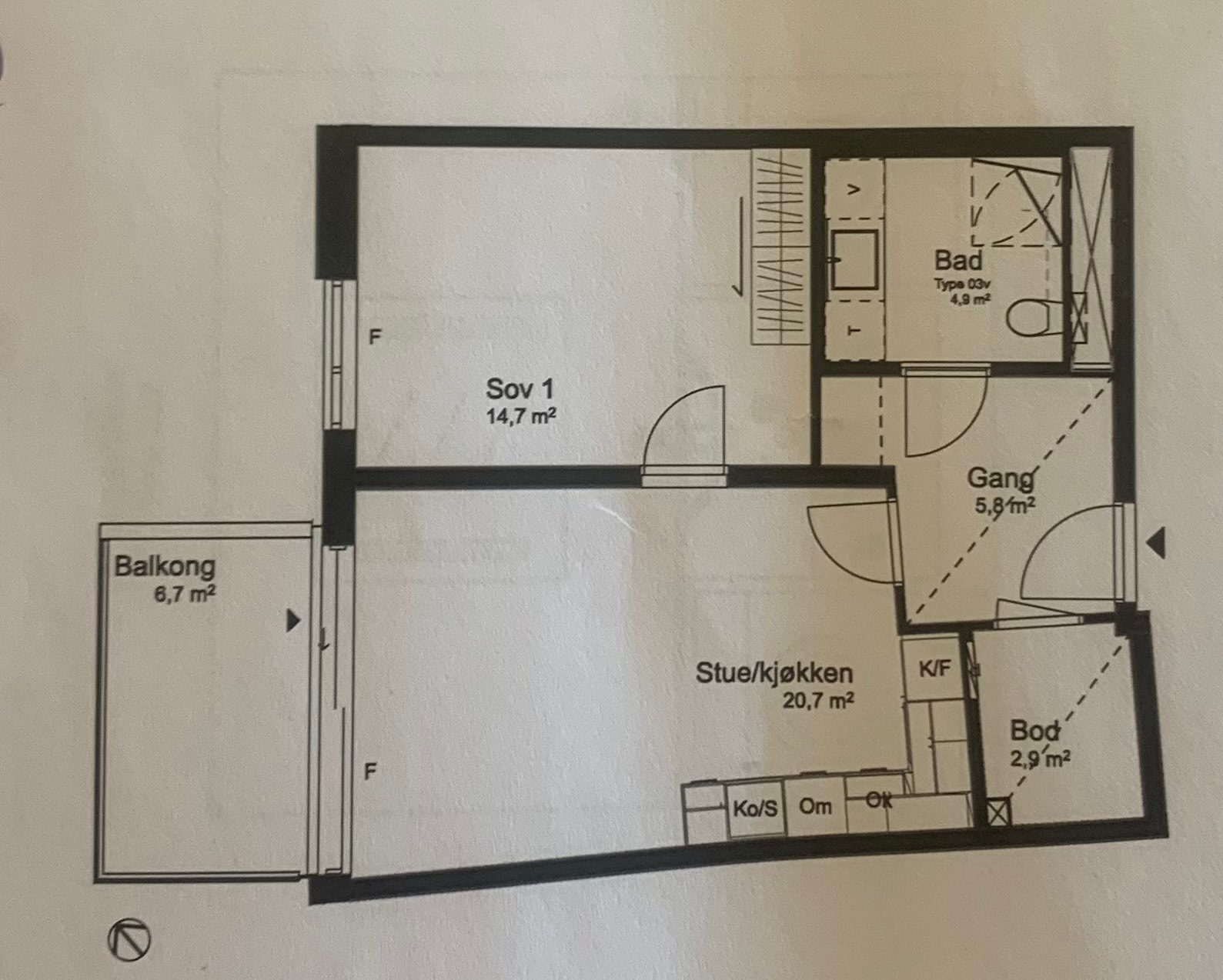 Plantegning leiligheten Galleribilde