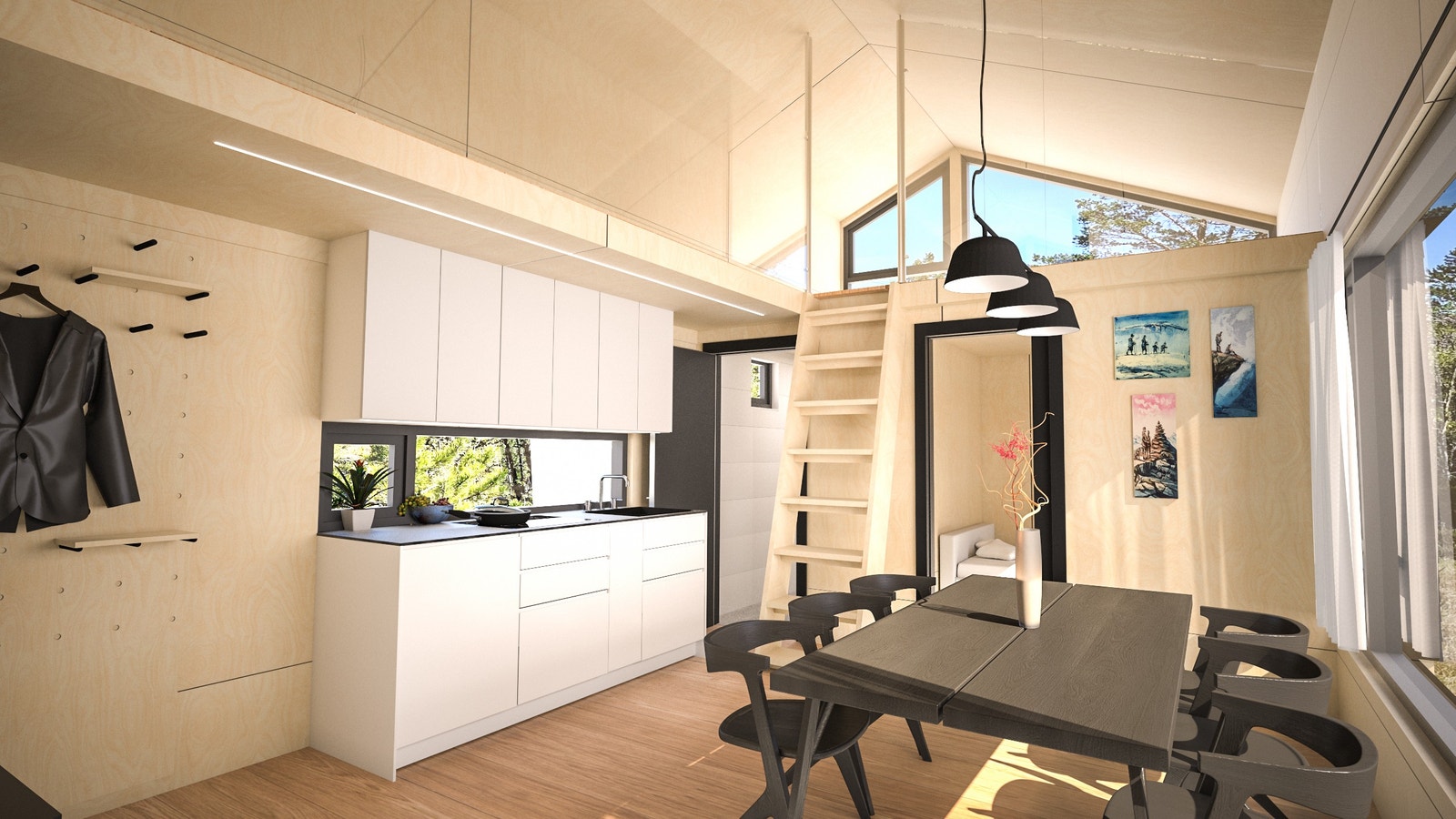 Stue med kjøkken. Bosch hvitevarer Galleribilde