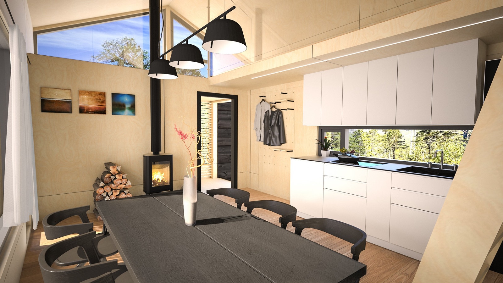 Stue med peisovn Galleribilde