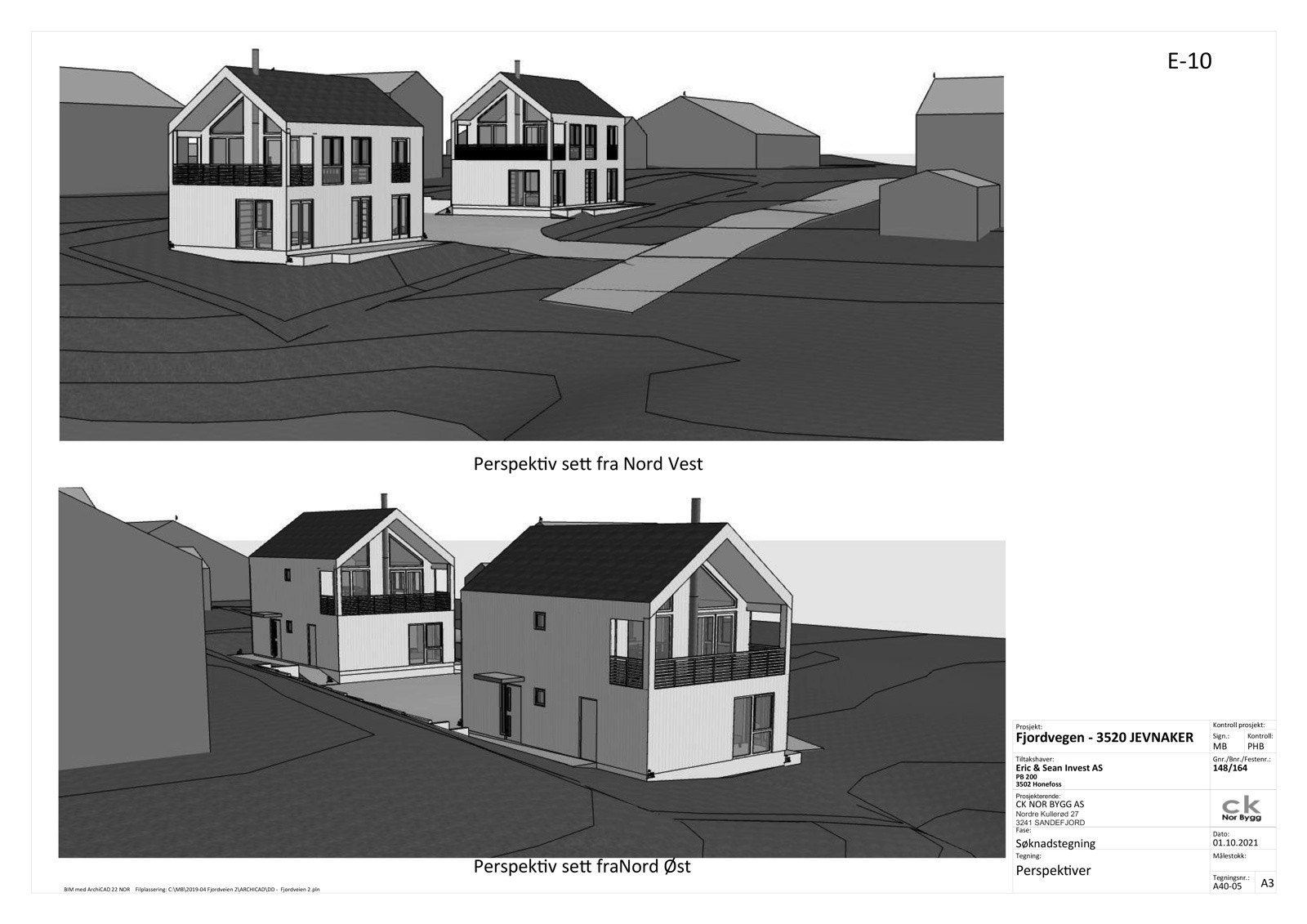 Perspektiv sett fra nordvest og nordøst Galleribilde