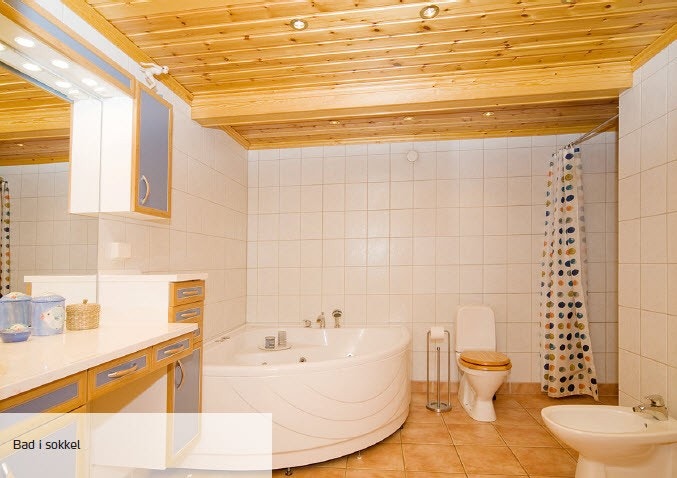 Bad med dusjnisje og boblebad i sokkel. Galleribilde