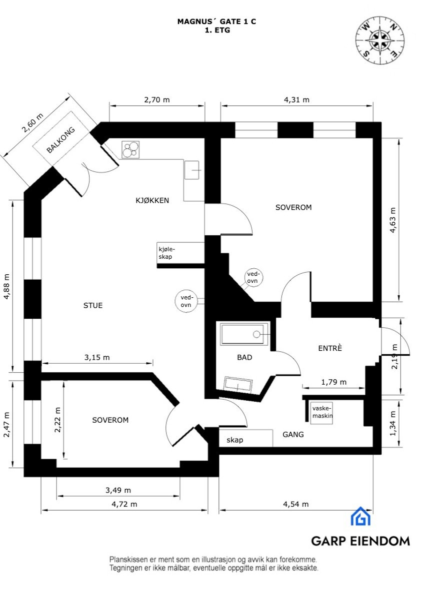 Målsatt planskisse. Galleribilde