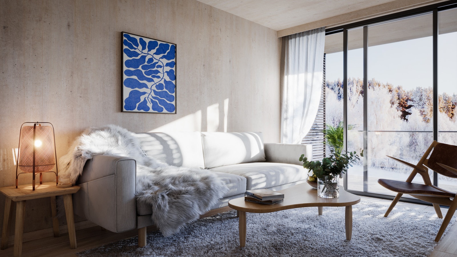 Lys og deilig stue med utgang til balkong Galleribilde