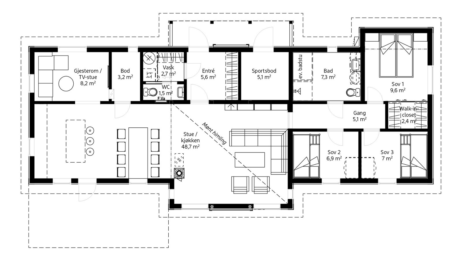 Utsikten - Plantegning ( i tillegg hems på 12,5m2) Galleribilde
