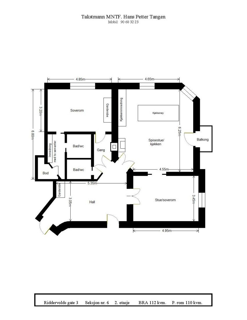 Riddervolds gate 3 - Plantegning Galleribilde