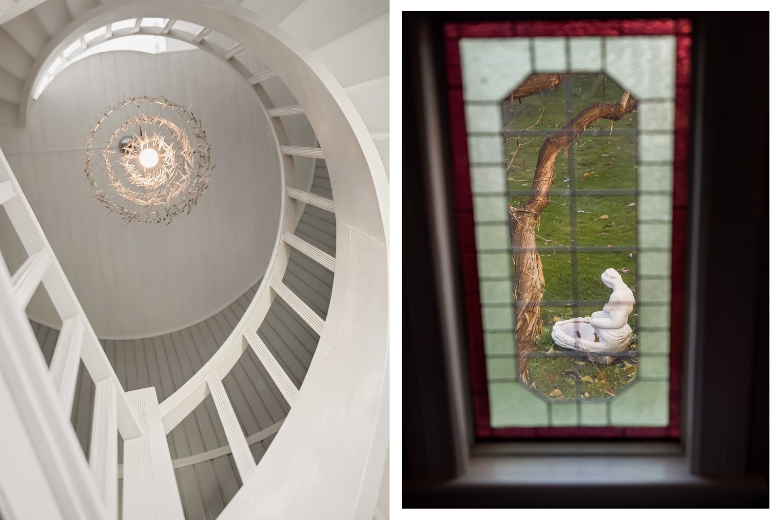 Vindeltrappen går 9,5 meter opp til 2.etasje og videre opp i tårnet. Galleribilde