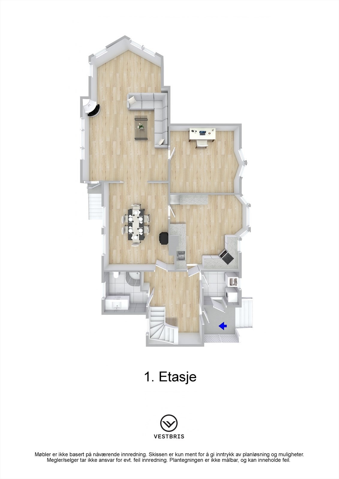 Planskisse - 1. Etasje - 3D Galleribilde