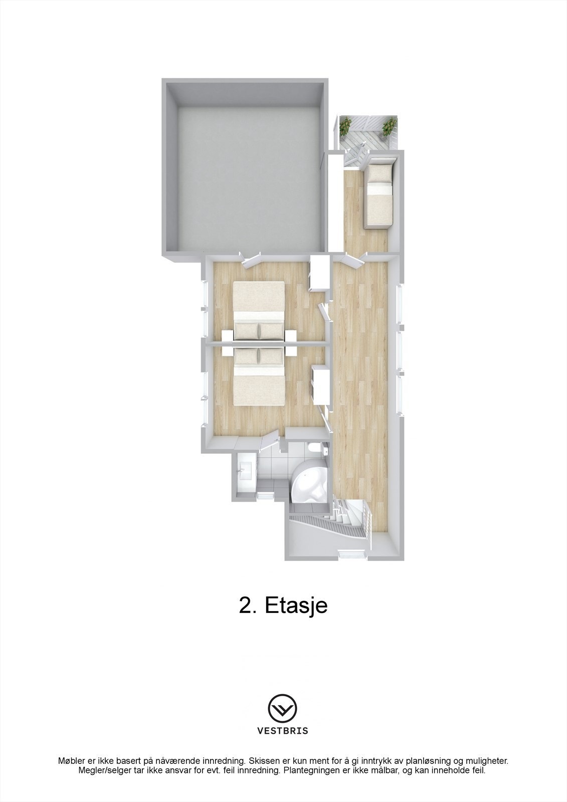 Planskisse - 2. Etasje - 3D Galleribilde