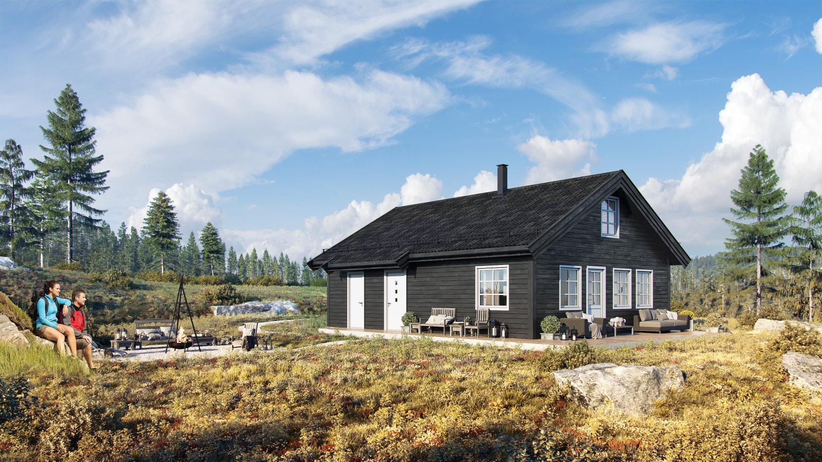RO1 med hems - dette er kun en illustrasjon og vil vike fra virkeligheten og gjengir ikke korrekt tomt og beliggenhet. Galleribilde