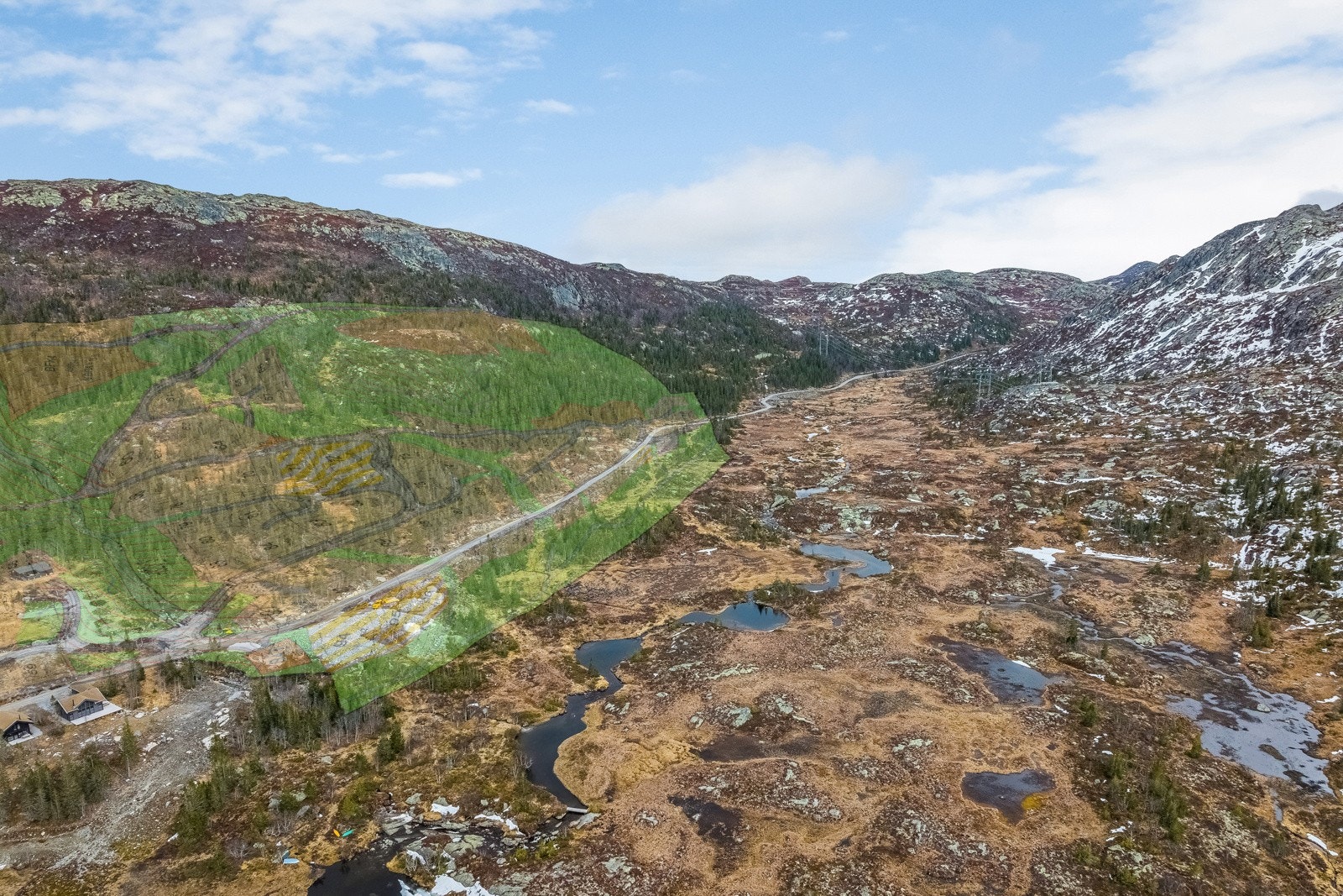 Sløkjedalen hyttegrend søndre del - tomtene er omtrentlig markerte og avvik vil forekomme Galleribilde
