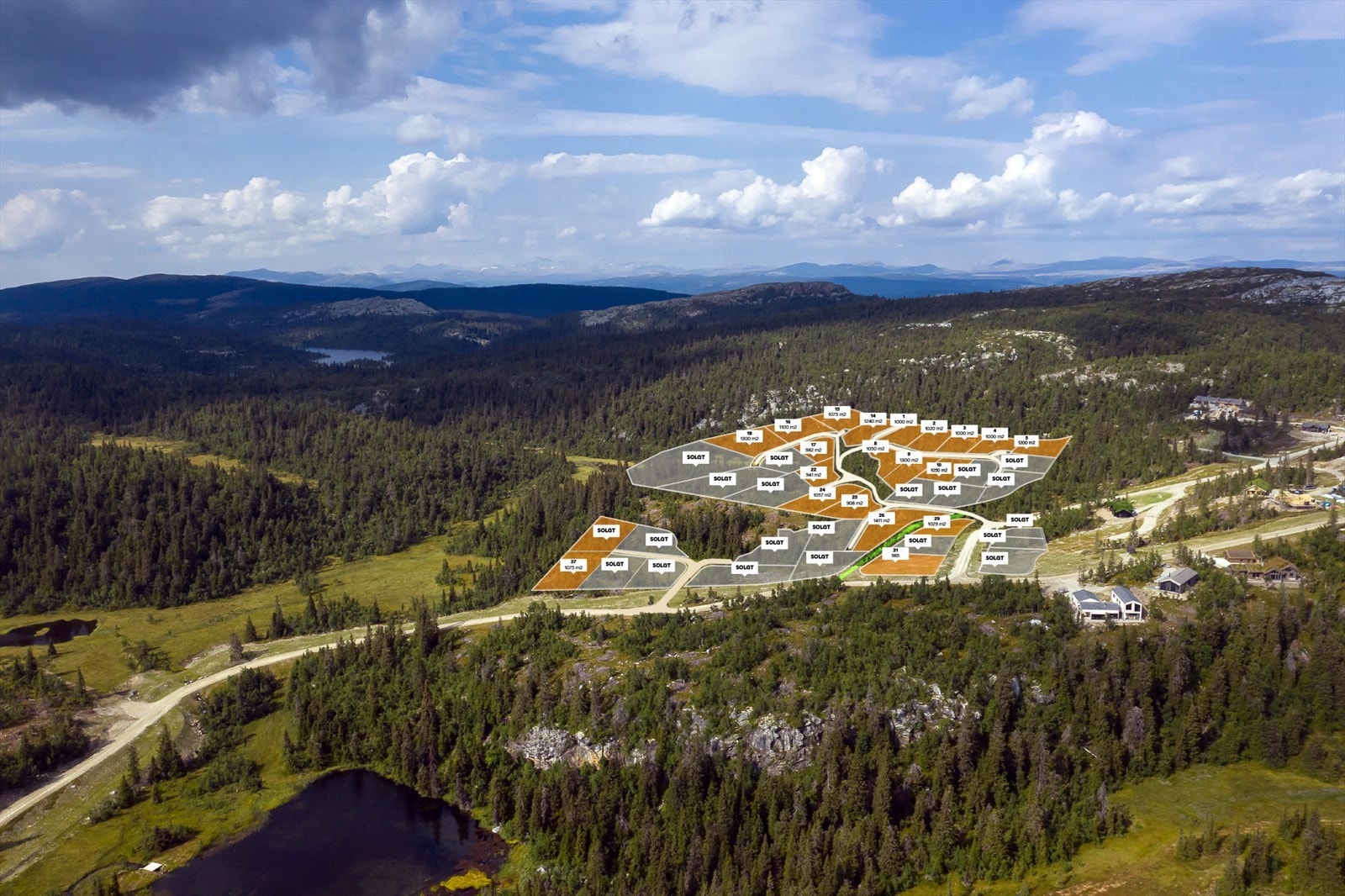 Trinn II består av til sammen 20 tomter, Her merket med oransje. Galleribilde