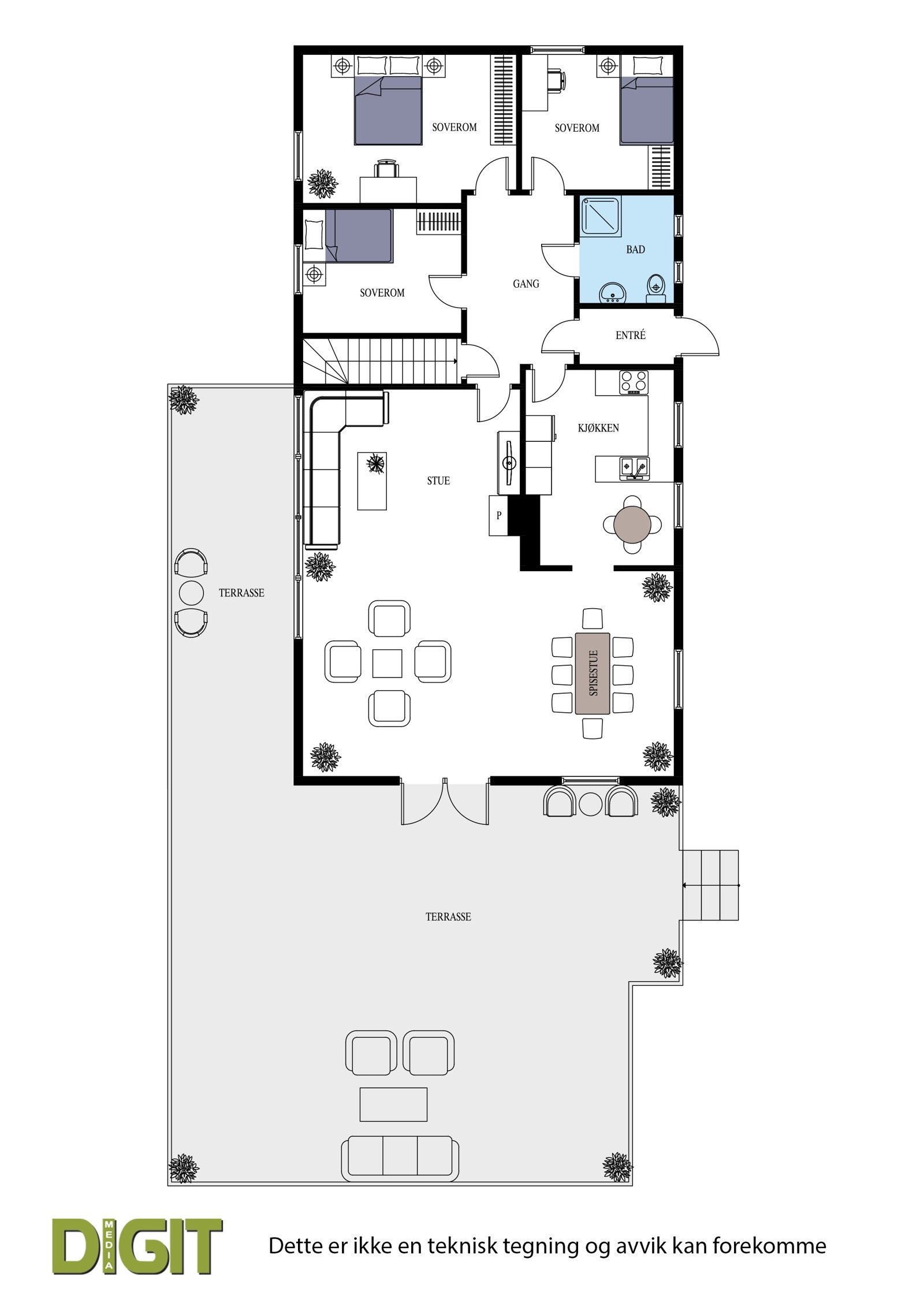 Plantegning 1. etasje 2 D Galleribilde