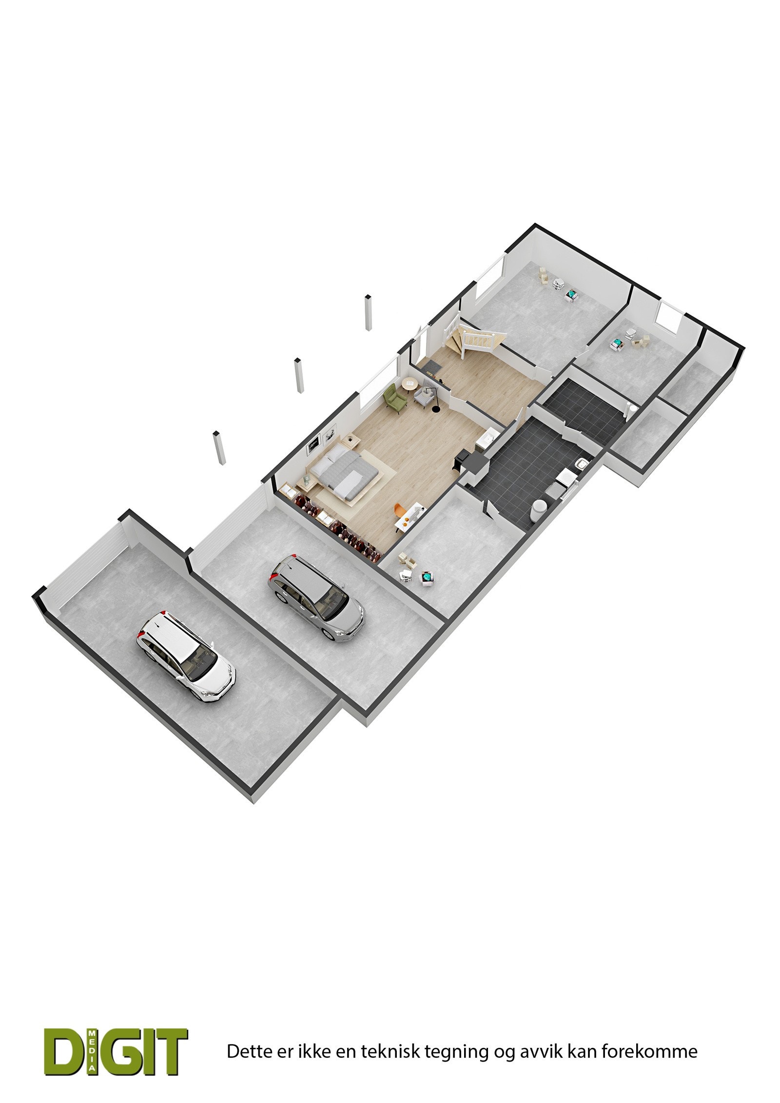 Plantegning underetasje 3 D Galleribilde