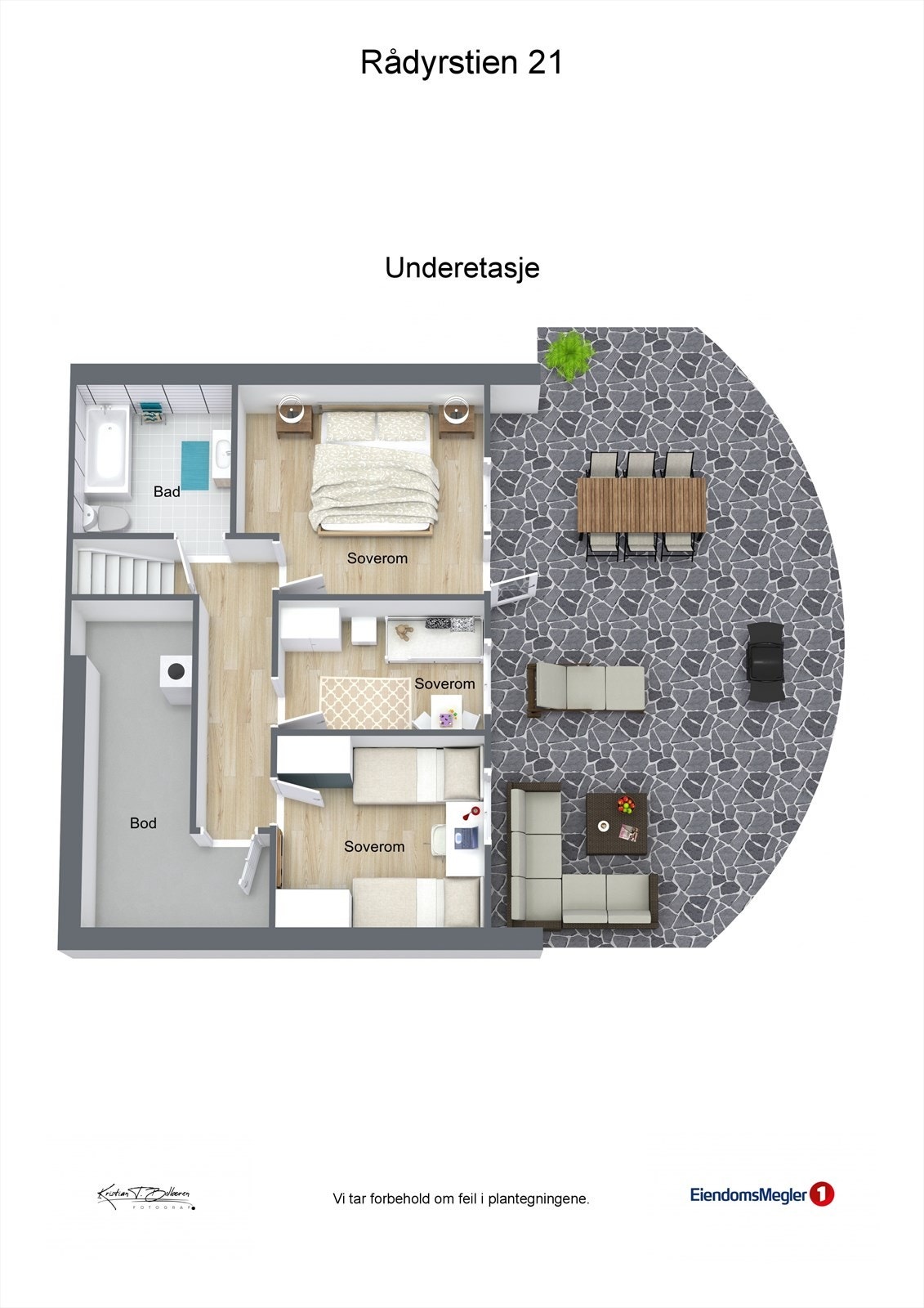 Plantegning underetasje Rådyrstien 21. Galleribilde