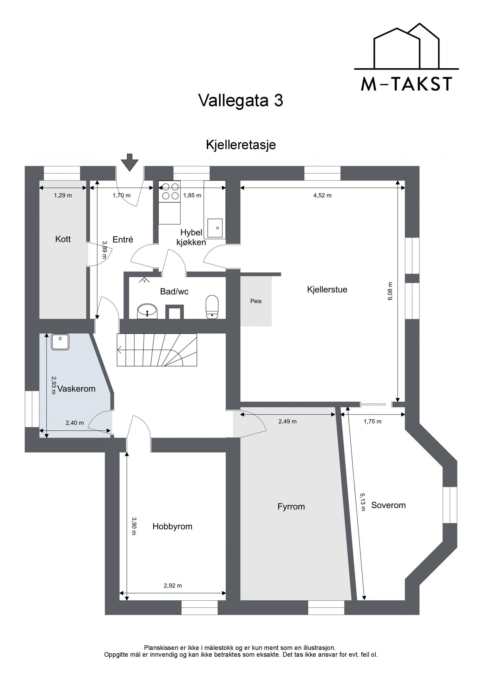 Plantegning for Vallegata 3 - Kjelleretasje Galleribilde