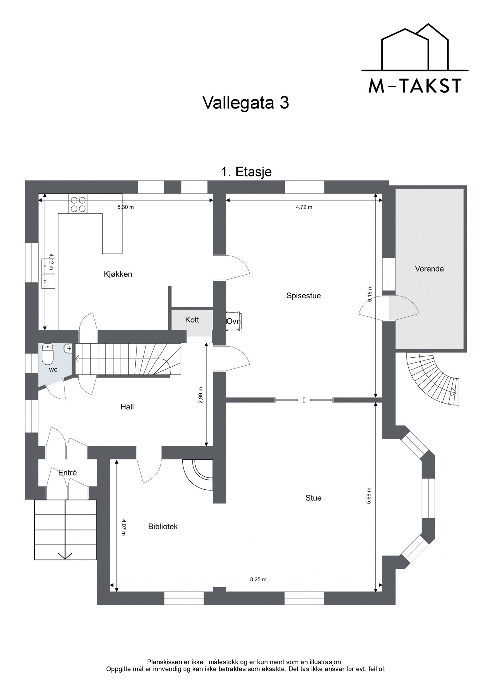 Plantegning for Vallegata 3 - 1. Etasje Galleribilde