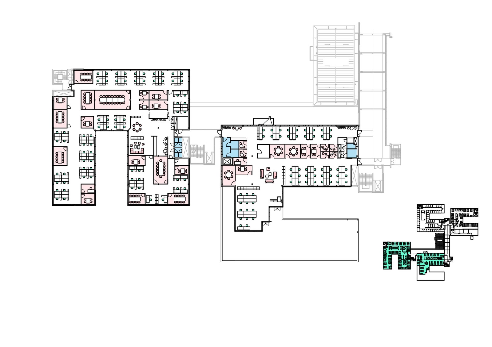 Planskisse 2. etg- kombinasjon av areal. Bygg D/E. Galleribilde