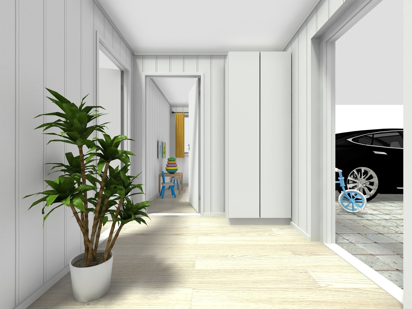 Sennagressbakken - Seksjon 1 gang med innsyn til soverom 1 rett fram, hovedsoverom til venstre og dør ut til høyre Galleribilde