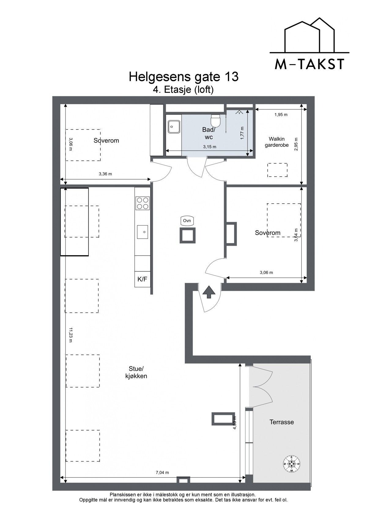 Plantegning ("walking closet" rom leies ikke ut, er avlåst) Galleribilde