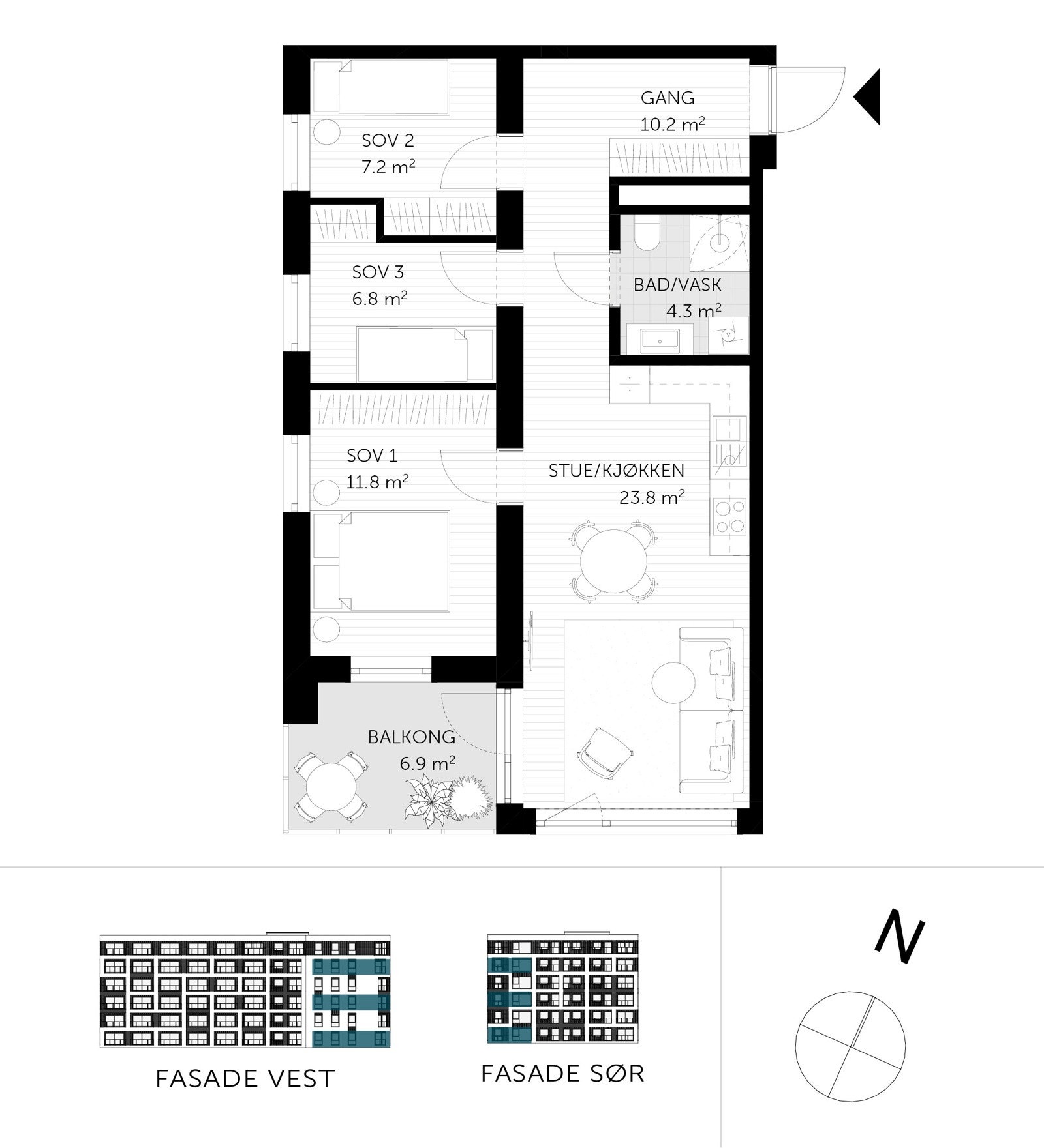 4-roms leilighet på 70 kvm Galleribilde