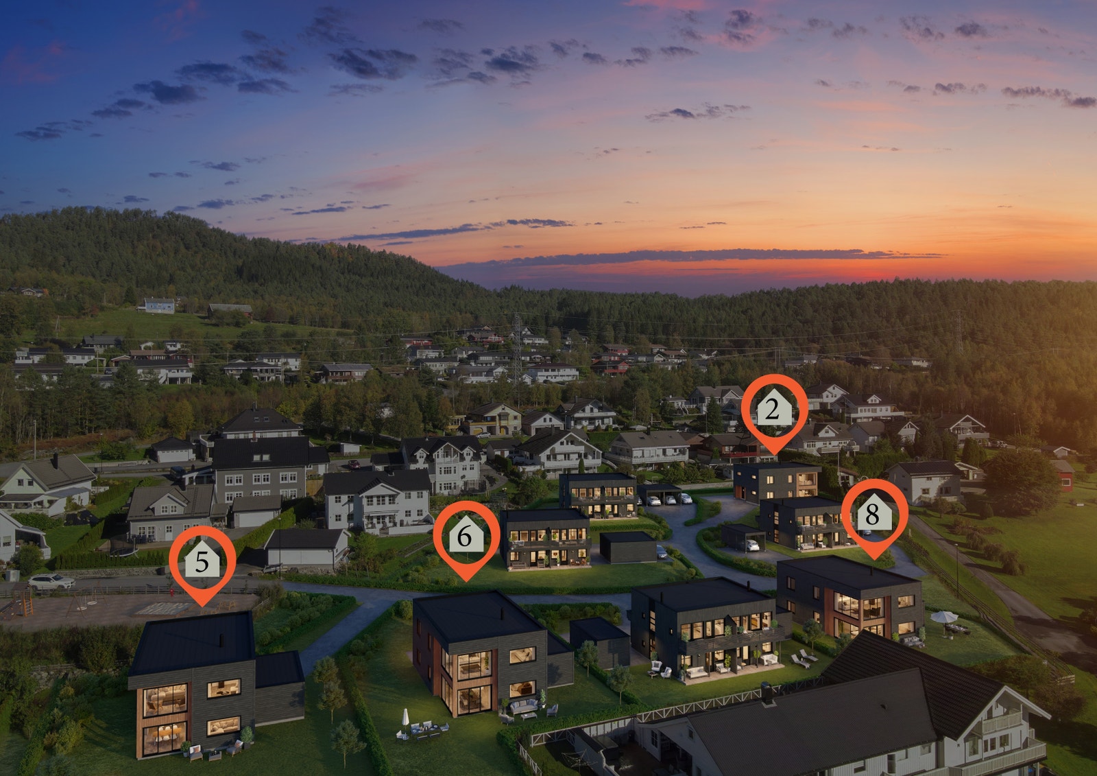 Oversiktsbilde, markert med seksjoner Galleribilde