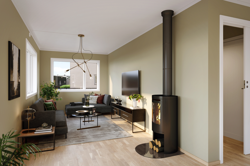 Illustrasjon tv-kroken med peis Galleribilde