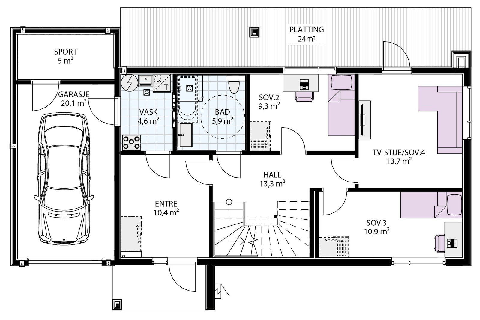 Plantegning 1. etasje Galleribilde