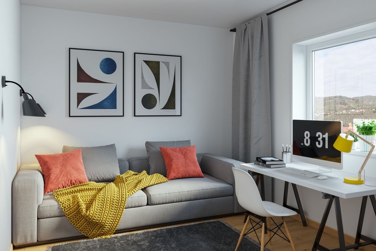 Soverom med enstavs eikeparkett og som standard leveres lyse vegger. Galleribilde