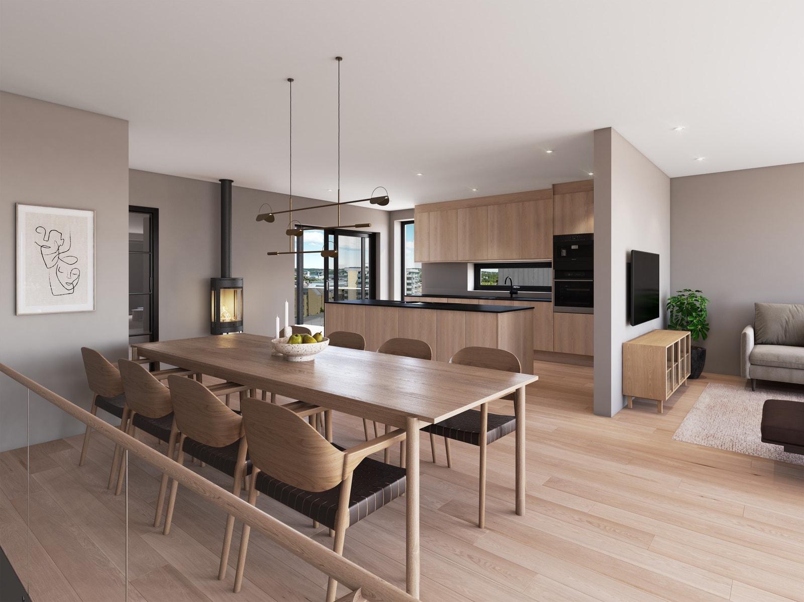 Illustrasjon - Kjøkkenpakke fra Strai med hvitevarer. Galleribilde