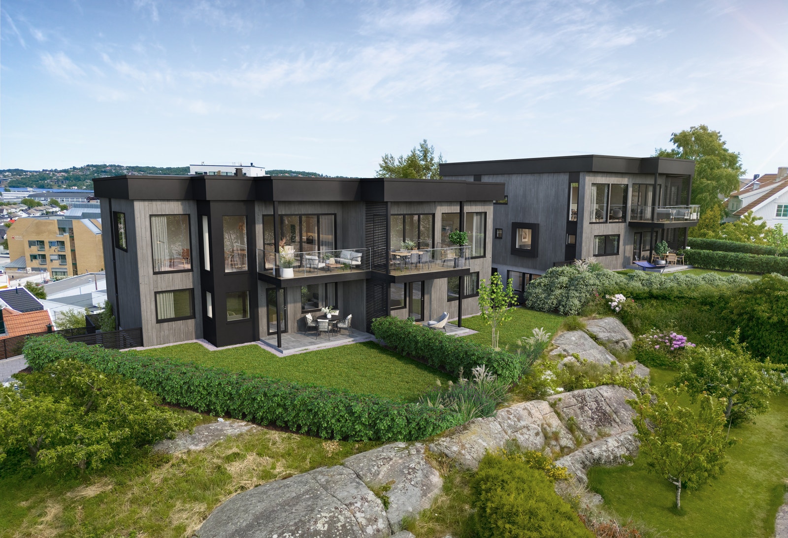 Illustrasjon - Tomter på ca. 350m2. Privat hage og terrasse. Galleribilde