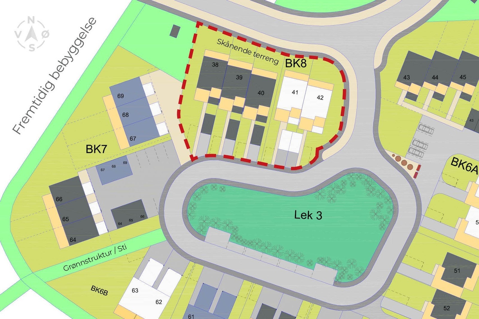 Situasjonskart - Plassering av boligene på tomten Galleribilde