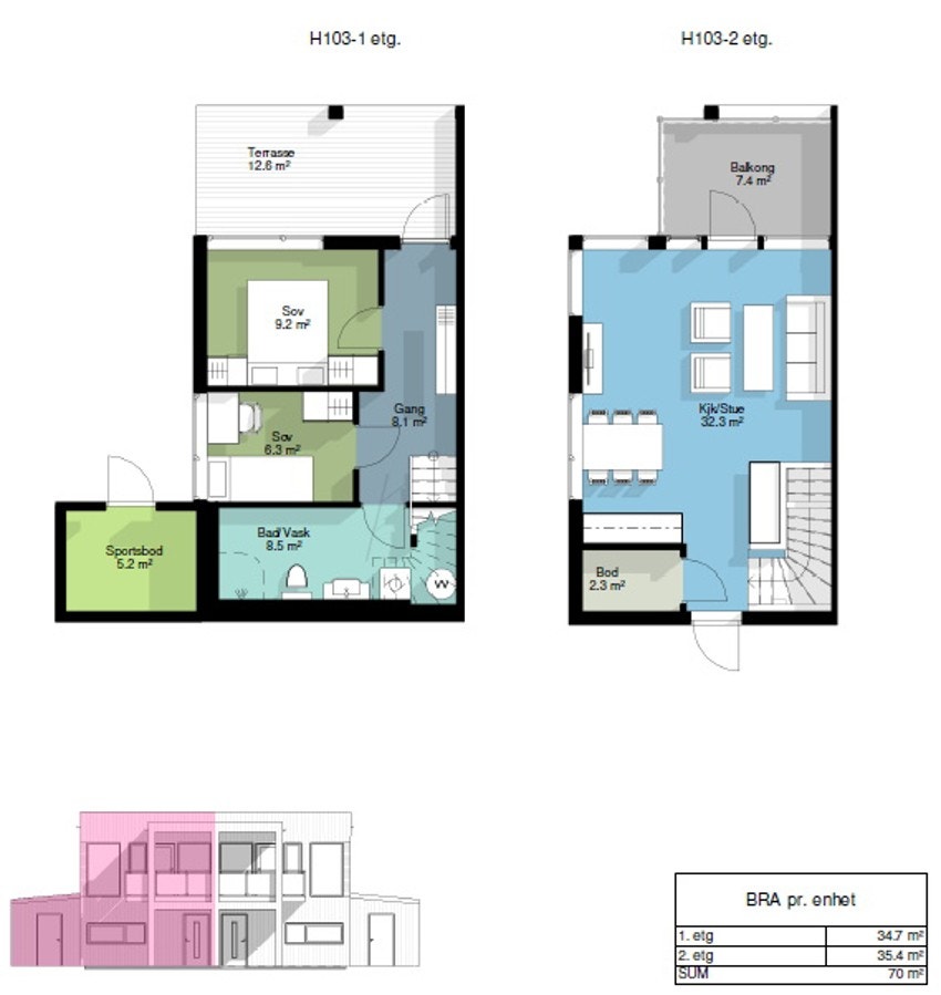 Plantegning bolig 3, 5, 7, 9. Galleribilde
