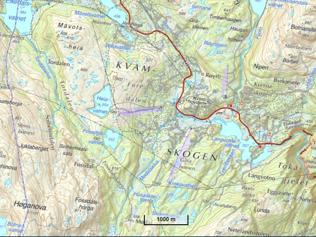 Kart Kvamskogen - fra seeiendom.no Galleribilde