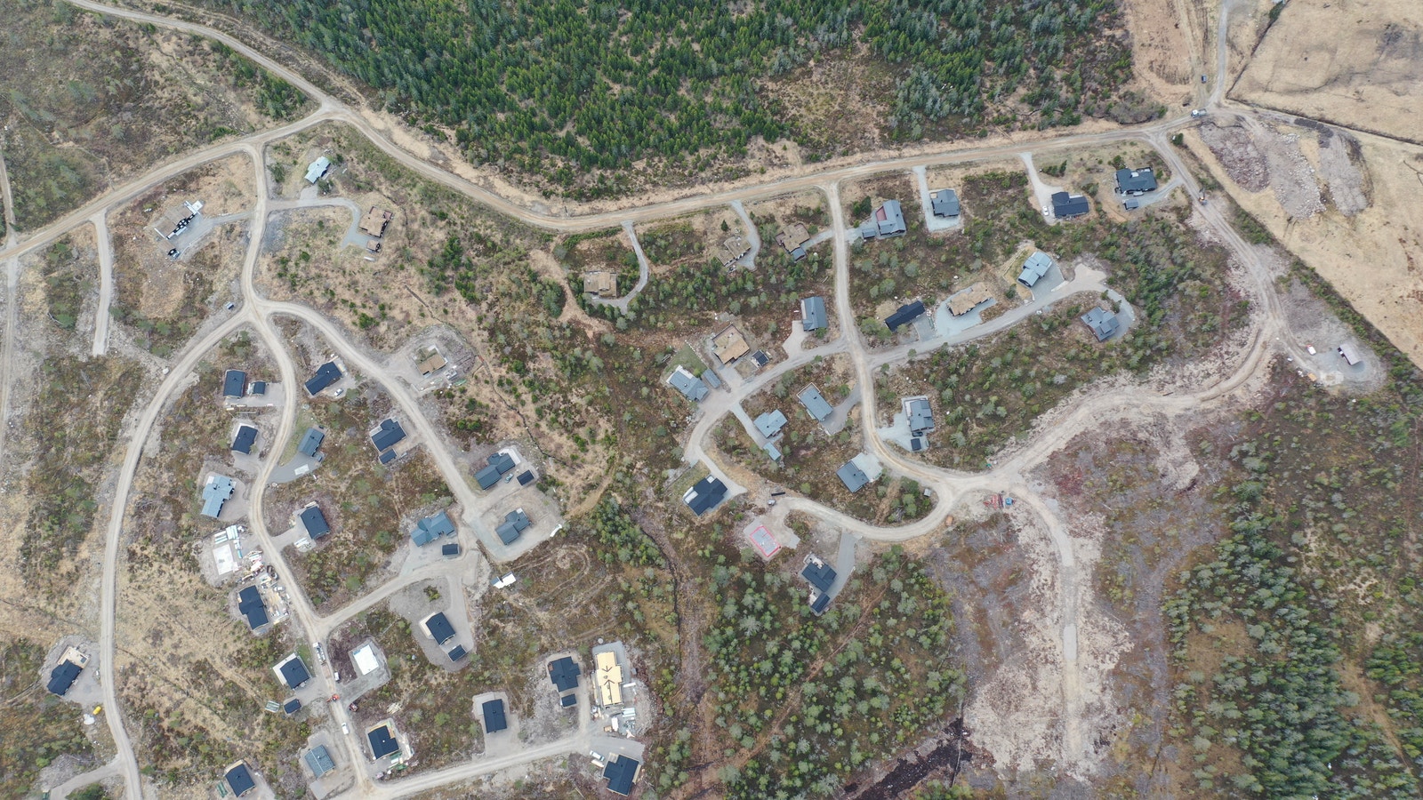 Dronebilde over tomtefeltet Galleribilde