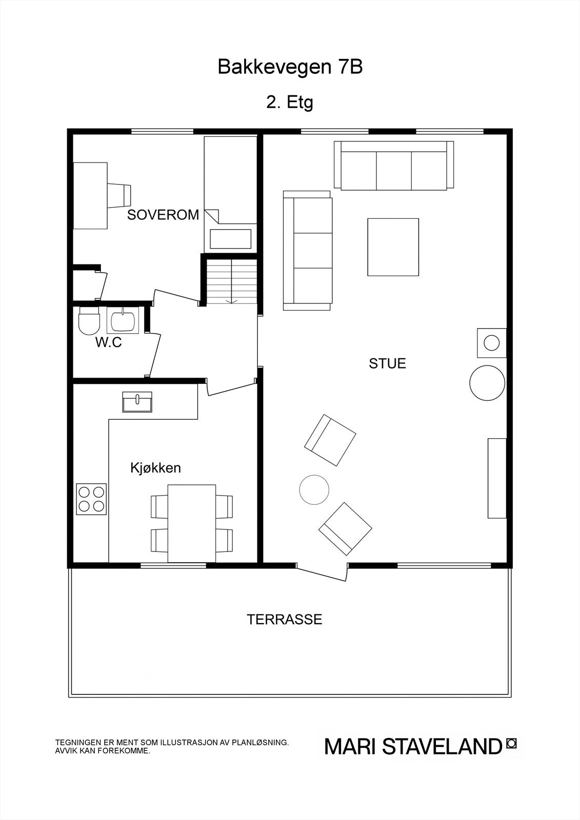 Floorplan letterhead - Bakkevegen 7B - 2. Etg - 2D Floor Plan Galleribilde