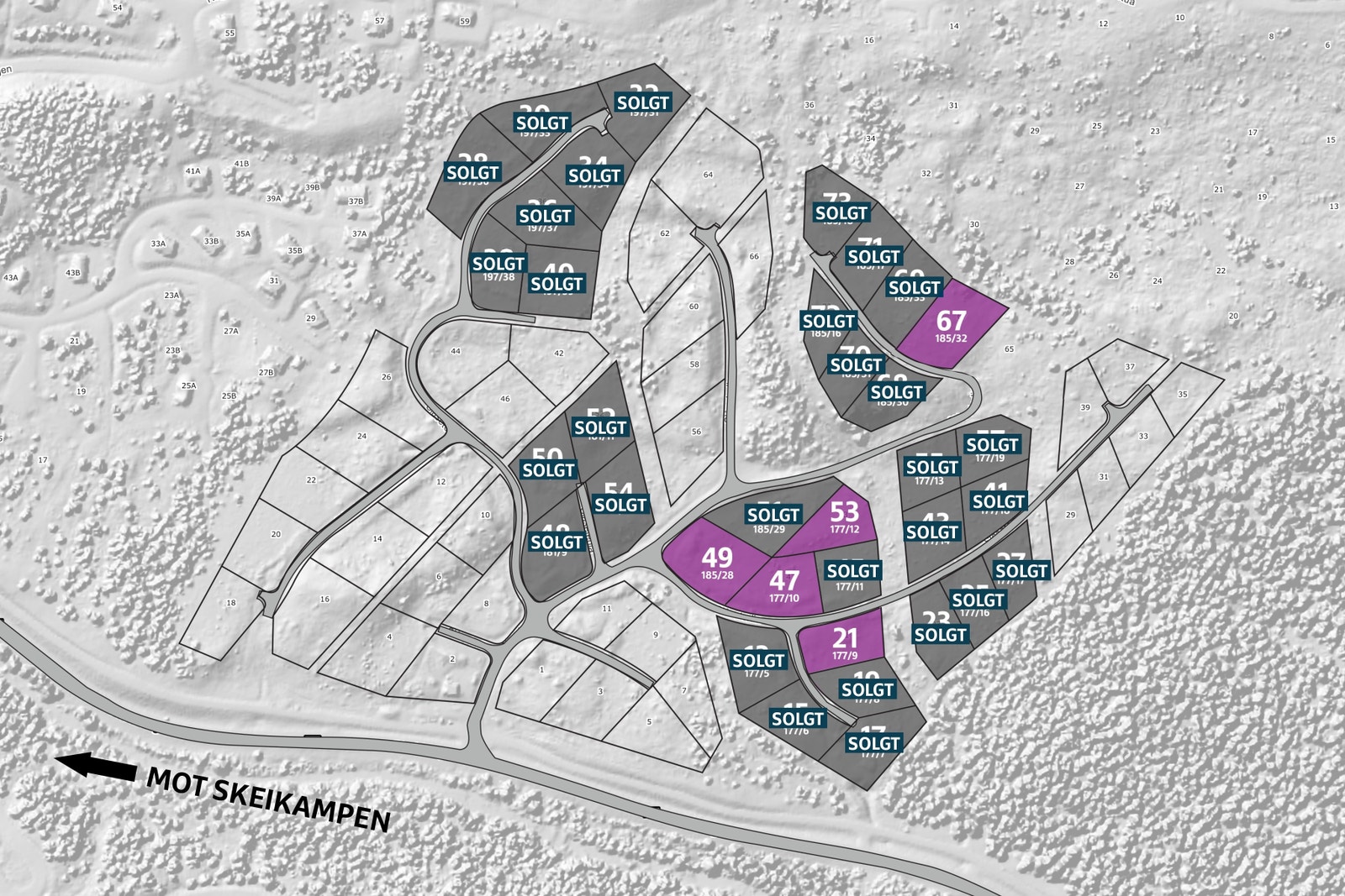 Ledige tomter i Slåseterlia pr 07.06.2022 Galleribilde