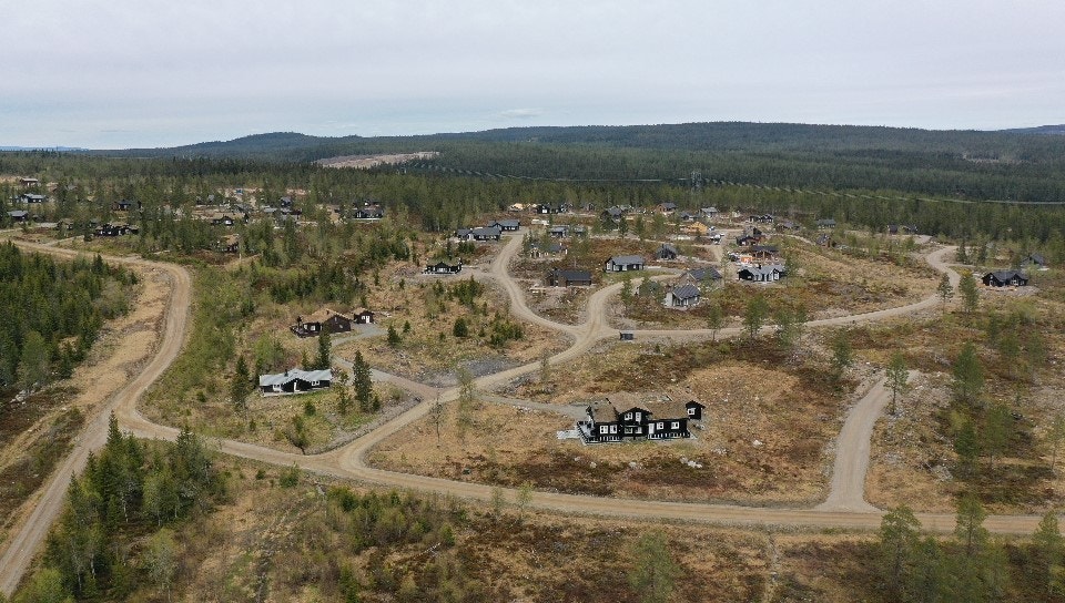 Dronebilde over tomtefeltet Galleribilde