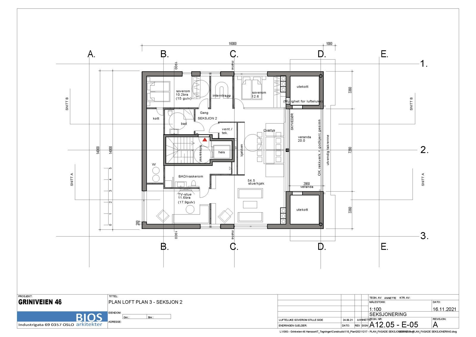 Planskisse loft Galleribilde