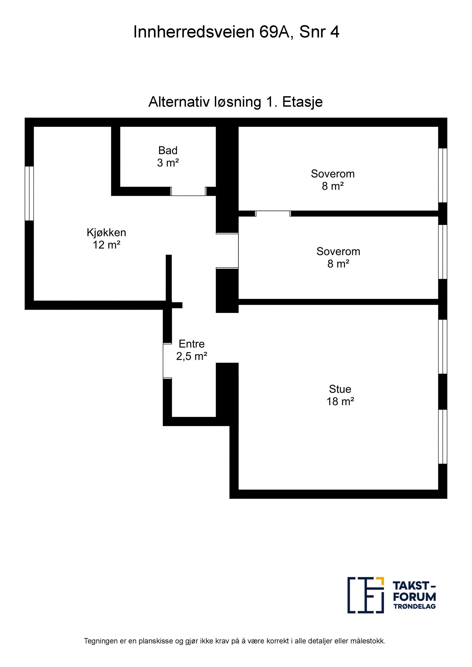 Alternativ planskisse med to soverom. Galleribilde