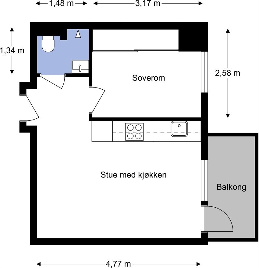 Leiligheten har en smart, arealeffektiv planløsning og er et perfekt førstegangskjøp. Galleribilde