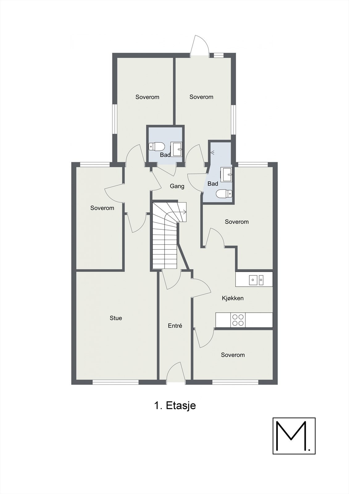 Plantegning 1. etasje Galleribilde