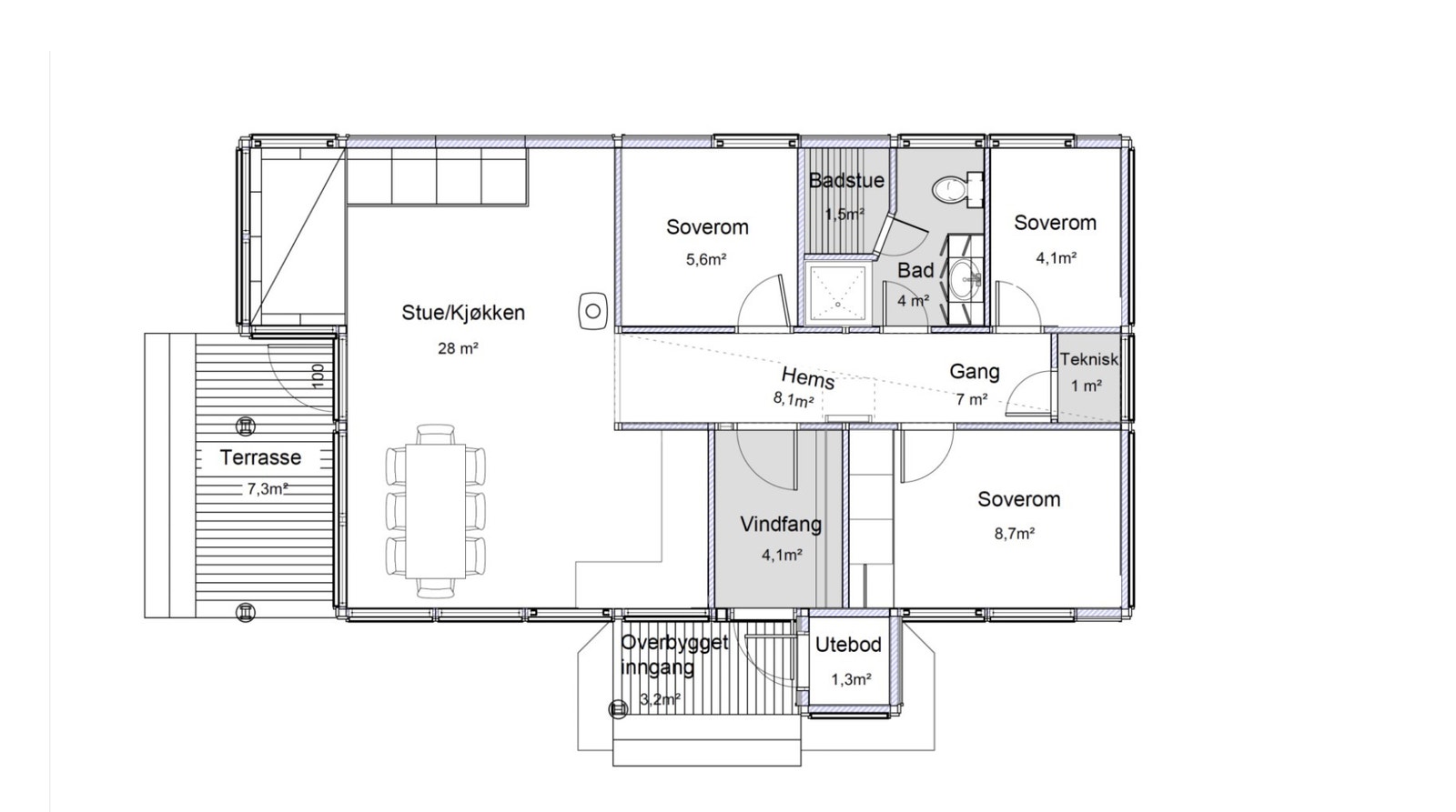 OBS! Denne hytta leveres uten hems men med åpen himling Galleribilde