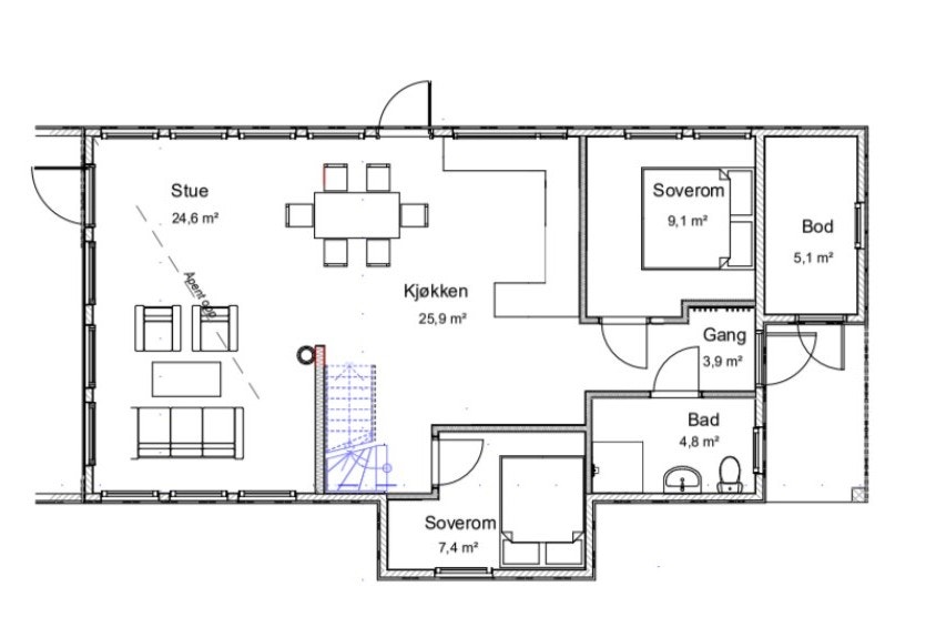 Planløsning 1. etg. Galleribilde